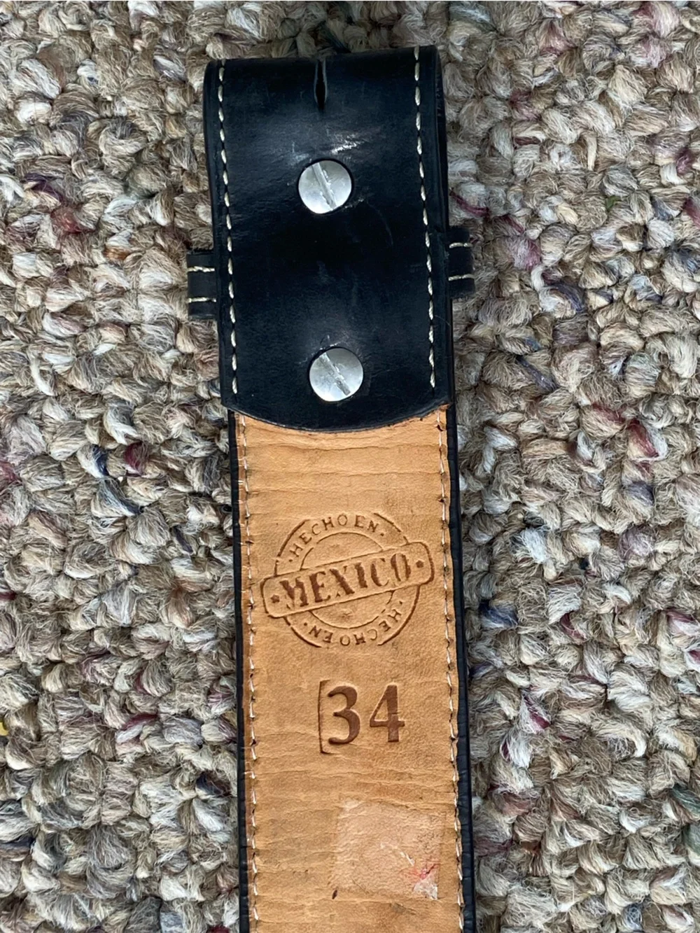 Longhorn laser-cut inlay  Hechoen Mexico Western Belt ~ Black Men’s Size 34